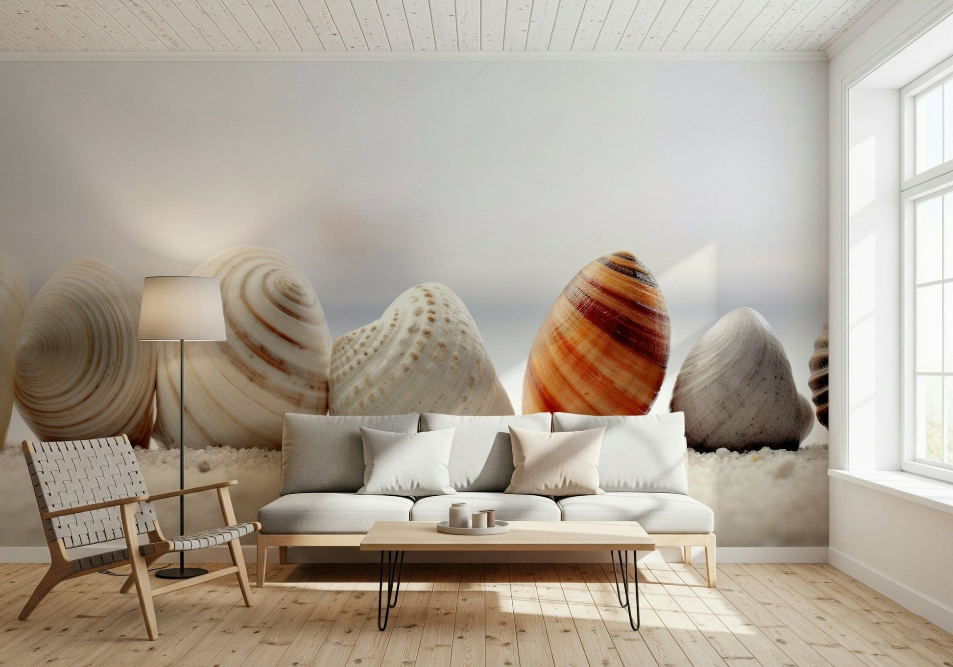 An artistic nature seascape mural for home decor.
