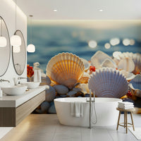 A beautiful modern art wall mural of delicate lines.