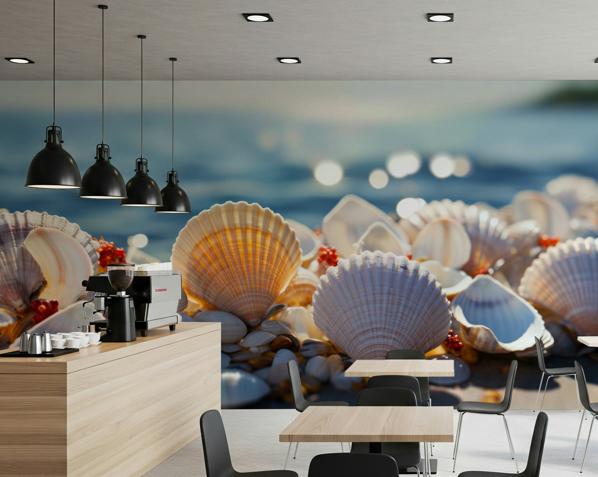 A contemplative gentle design wallpaper mural for a feature wall.