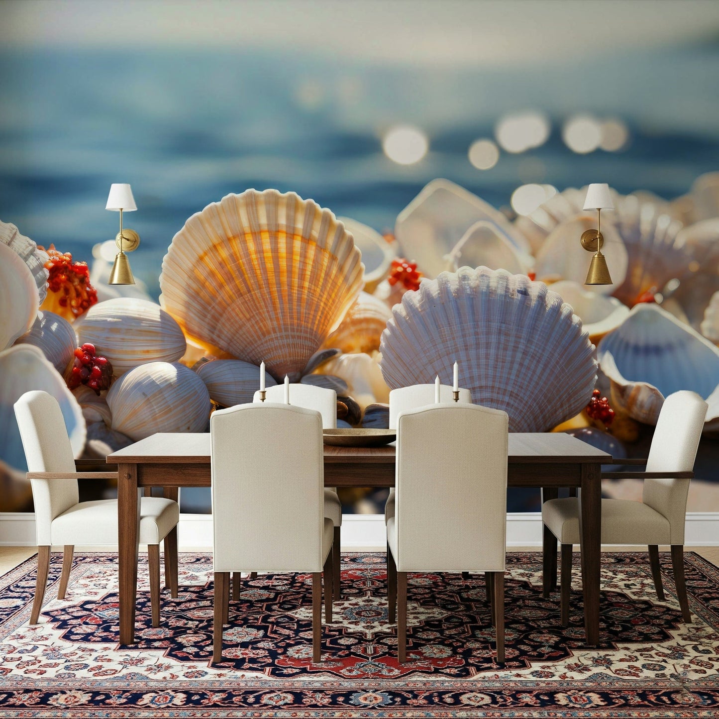 An artistic nature seascape mural for home decor.