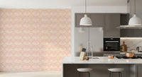 Kitchen showcasing the symmetrical Seashell Serenity Waves Wallpaper look., GD9090