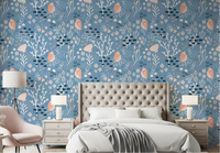 Oceanic Seashells wallpaper creates a calm mood in this bedroomGD9444