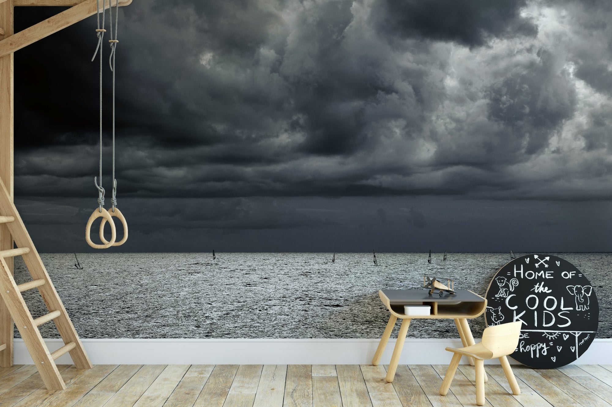 A beautiful coastal rock wallpaper mural with crashing waves., GD4781