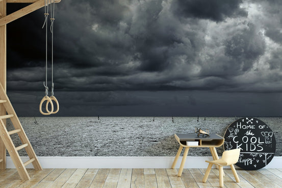 A beautiful coastal rock wallpaper mural with crashing waves., GD4781