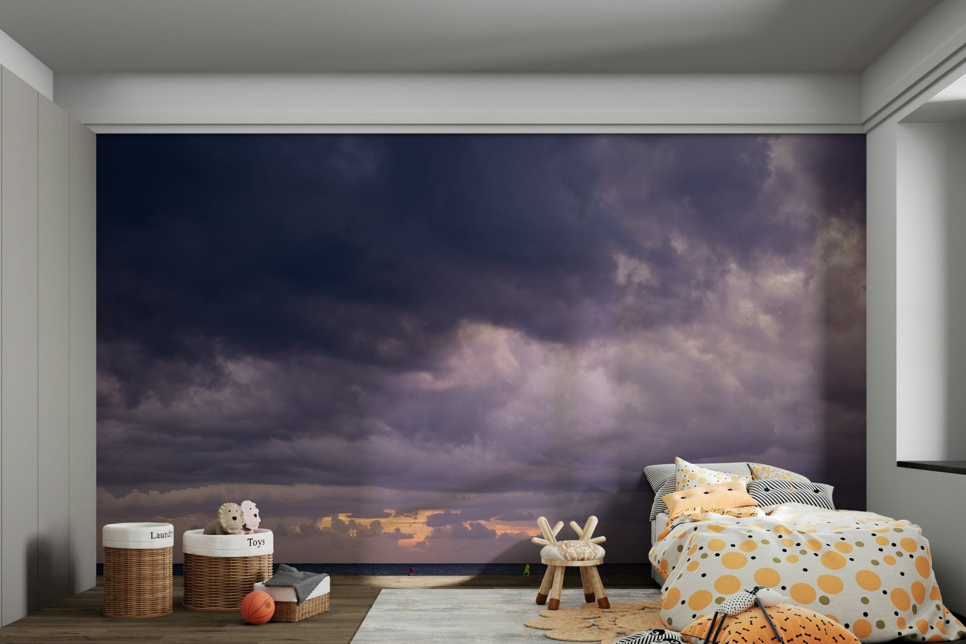 A contemplative rocky shoreline wallpaper mural for a feature wall.

