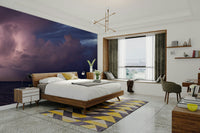 A tranquil ocean scene wall mural for nautical decor.

