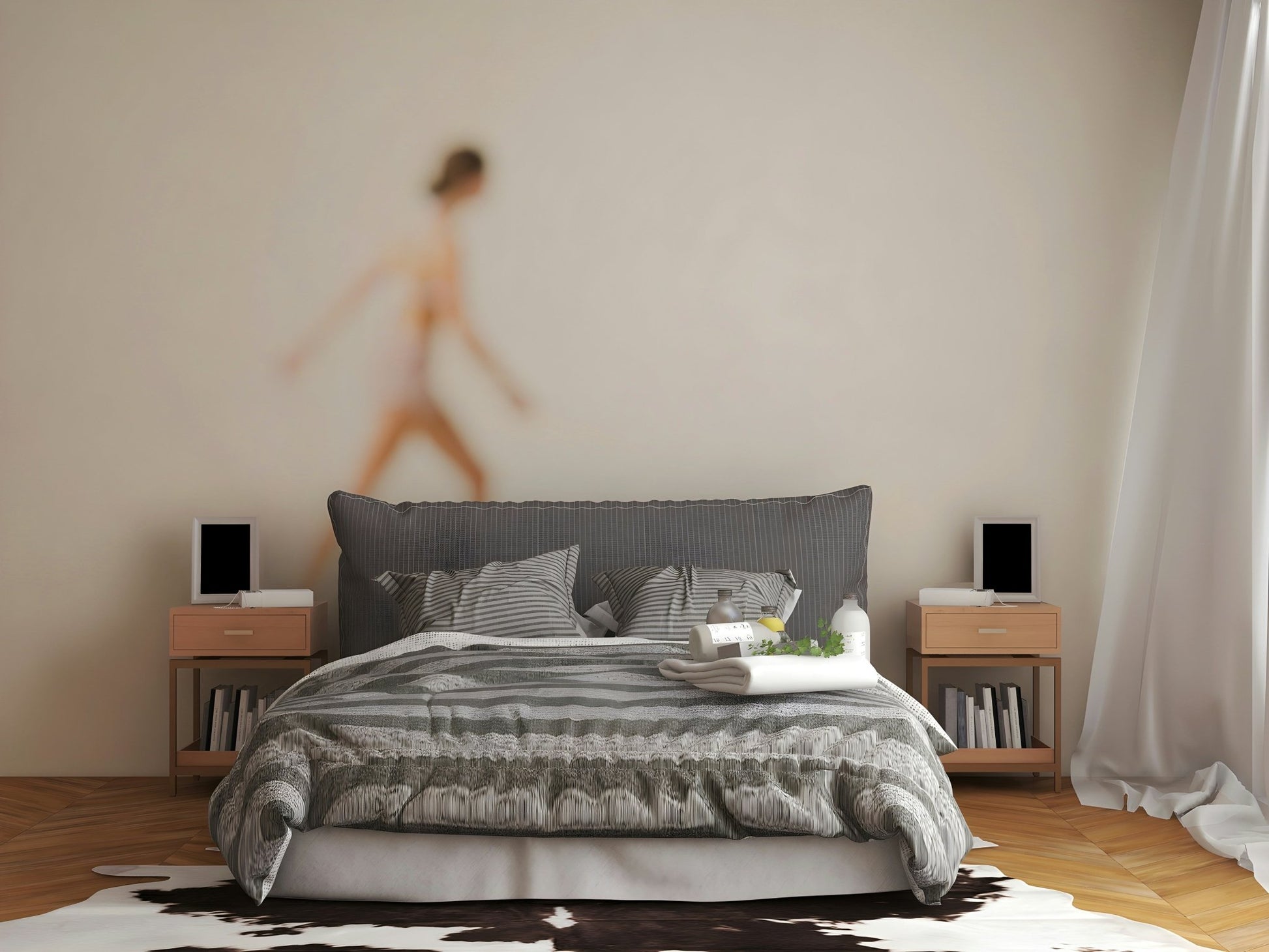 A tranquil ocean scene wall mural for nautical decor.

