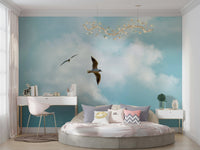 A calming ocean wave wallpaper mural that defines a space.

