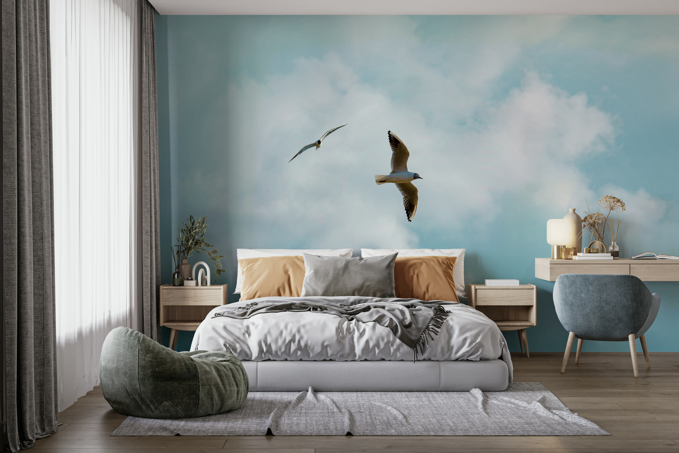 A beautiful coastal rock wallpaper mural with crashing waves.

