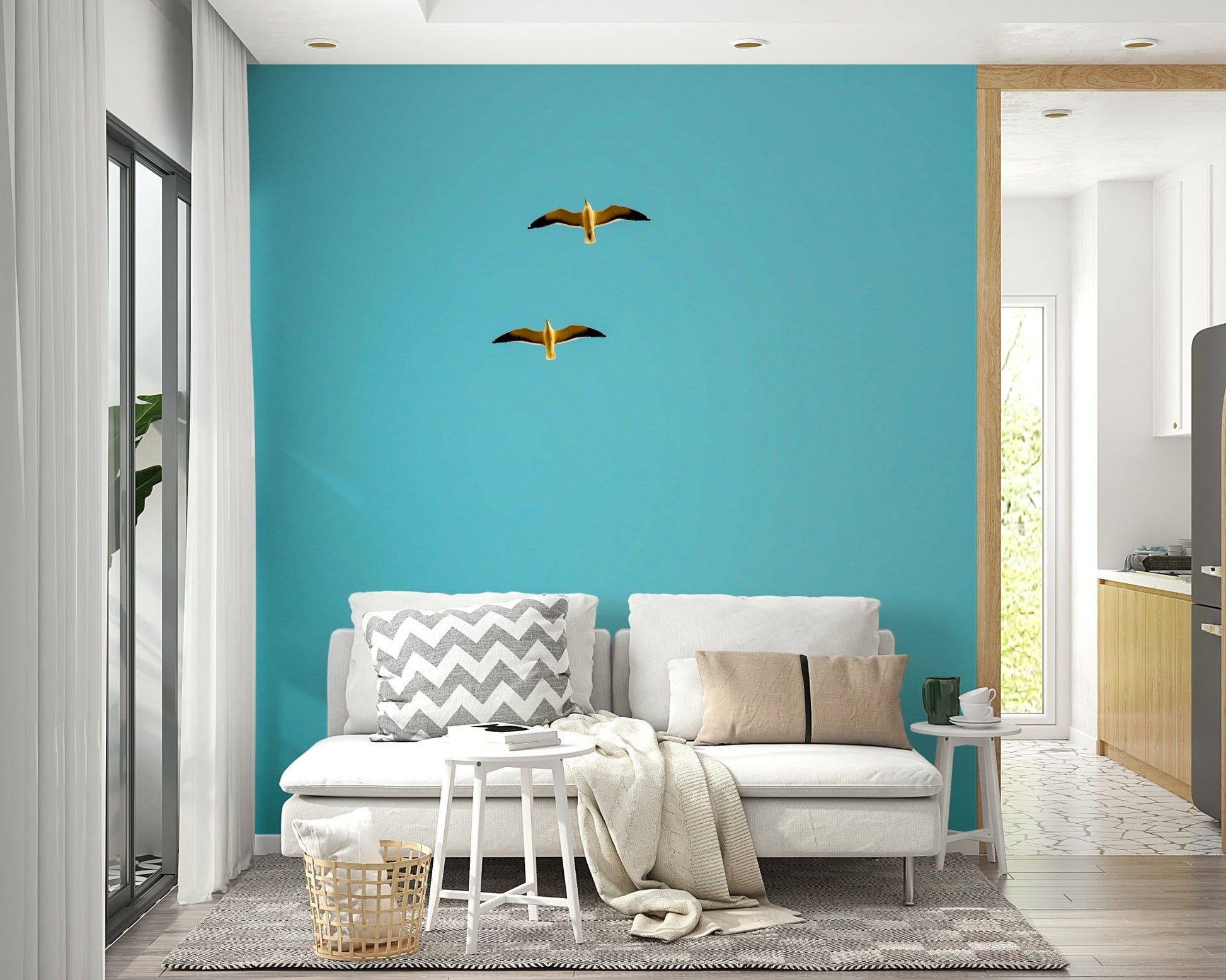 A tranquil ocean scene wall mural for nautical decor., GD4748