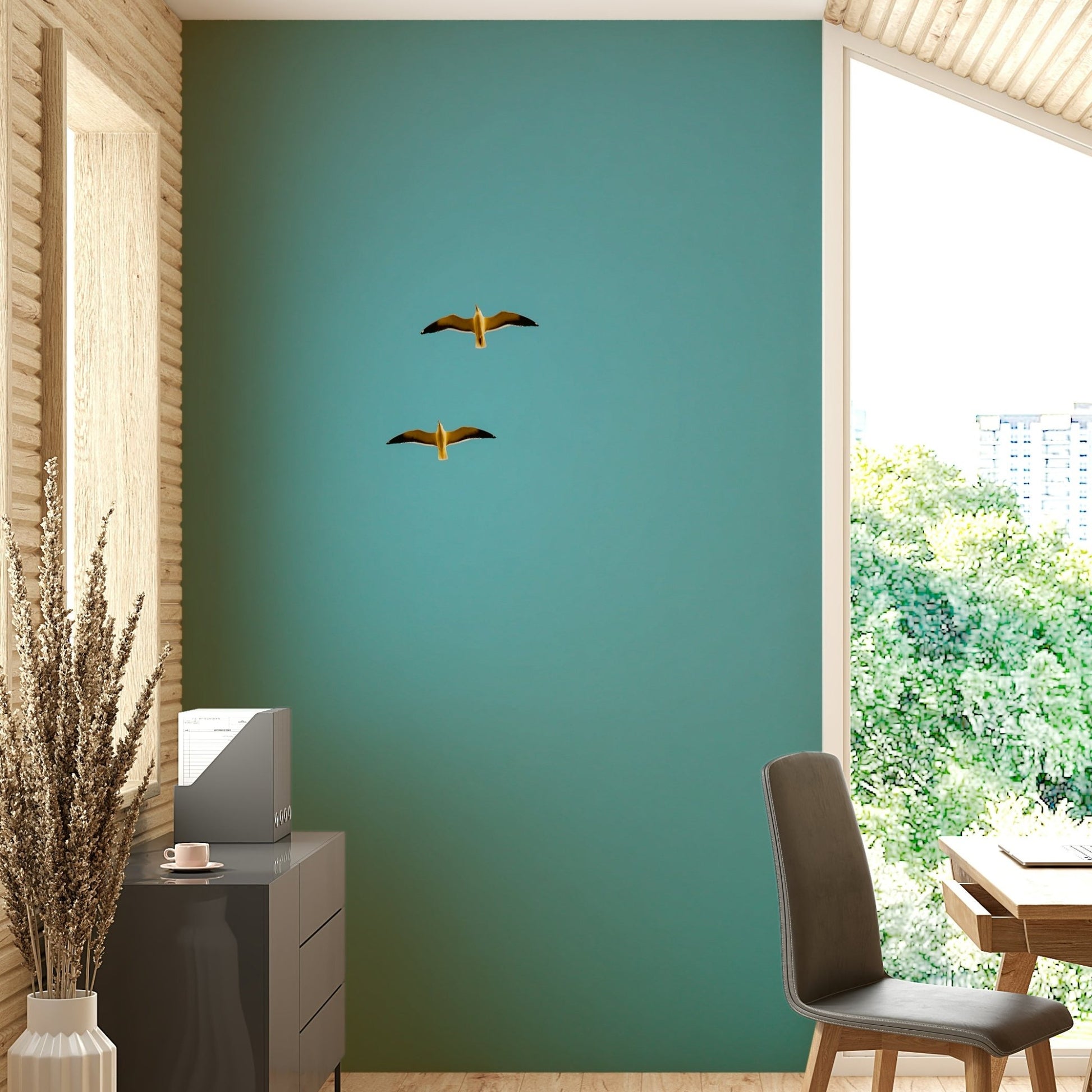 A peaceful seaside view mural on decorative wallpaper., GD4748