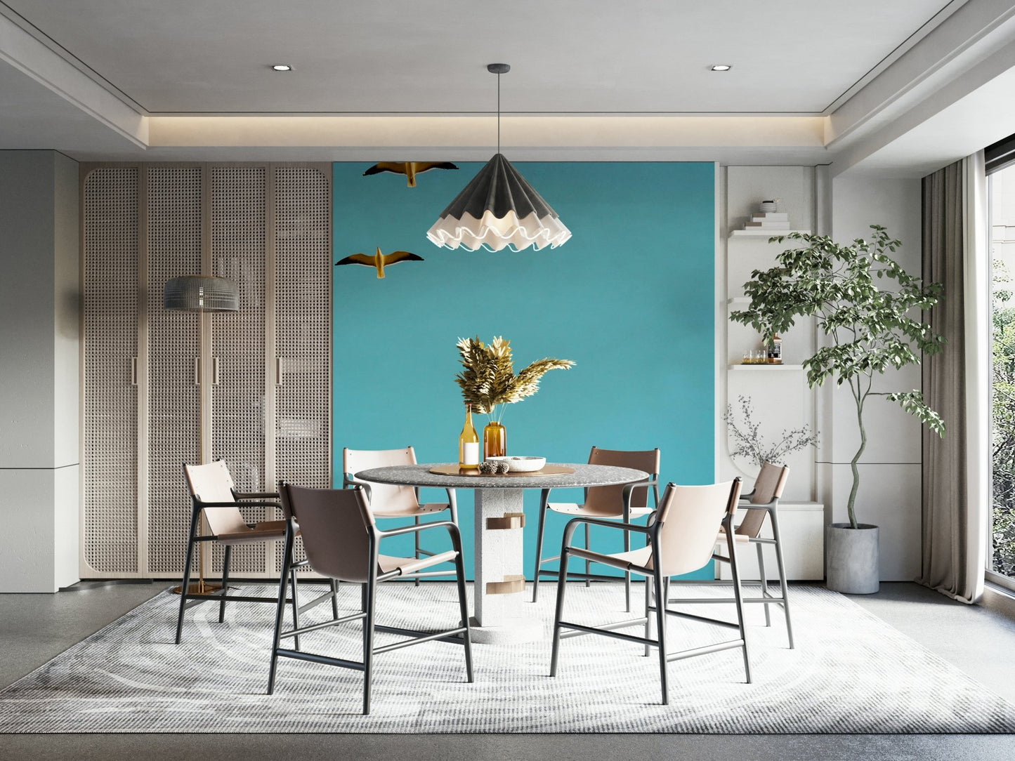 An artistic coastal landscape mural for home decor., GD4748