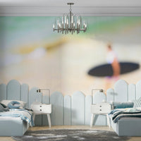 A graceful wave motion wall mural in cool, natural tones., GD4725