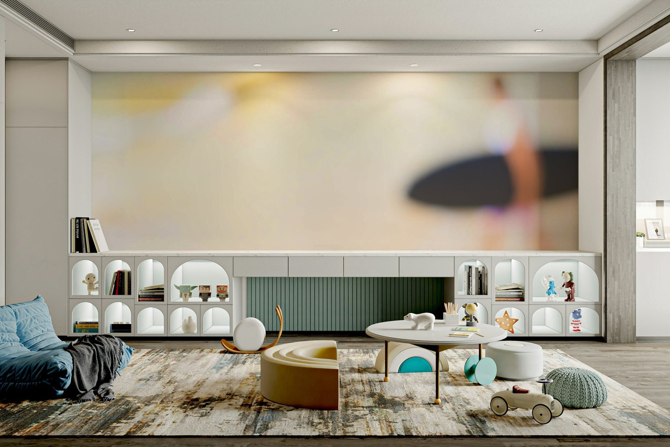 A beautiful coastal rock wallpaper mural with crashing waves.

