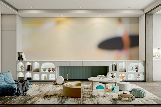 A beautiful coastal rock wallpaper mural with crashing waves.

