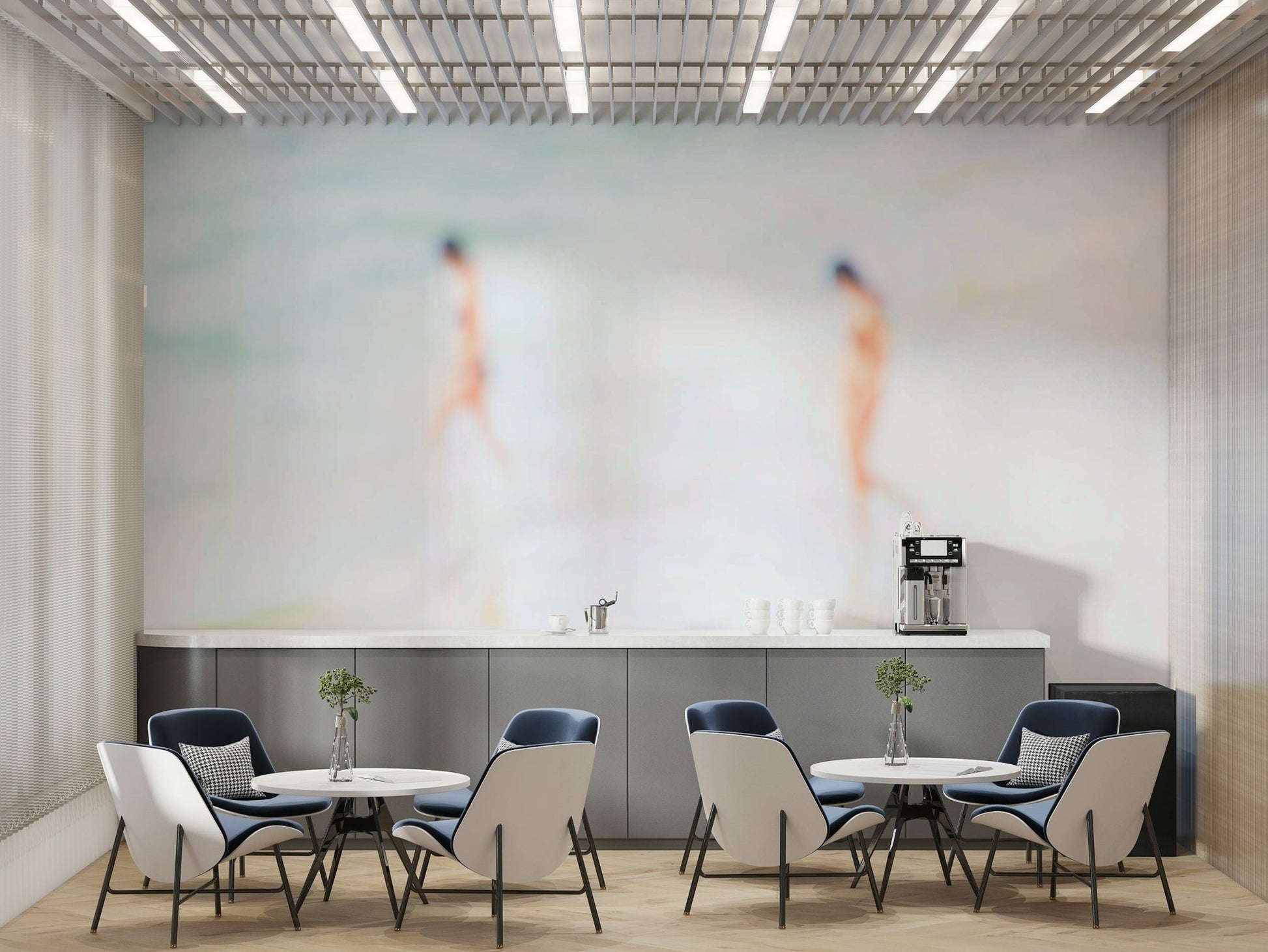 A beautiful wide-angle wall mural of the sea.

