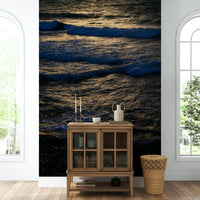 An artistic coastal landscape mural for home decor.

