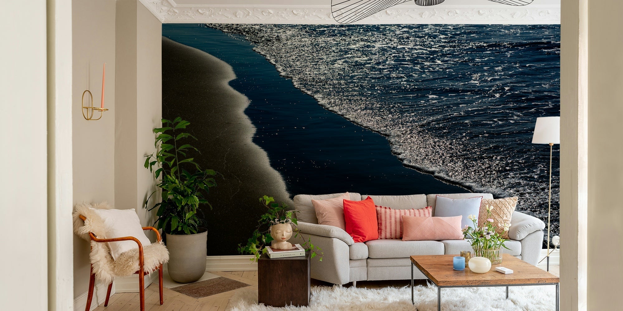 Jeweled light scatters on the dark sea in this Seaside #4 wall mural GD4788
