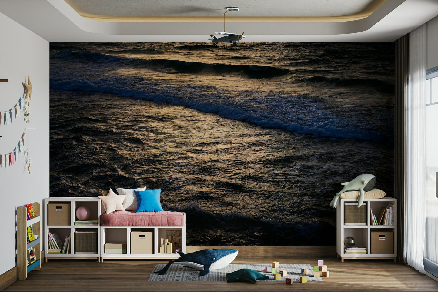 A classic ocean wallpaper for walls with a coastal theme.

