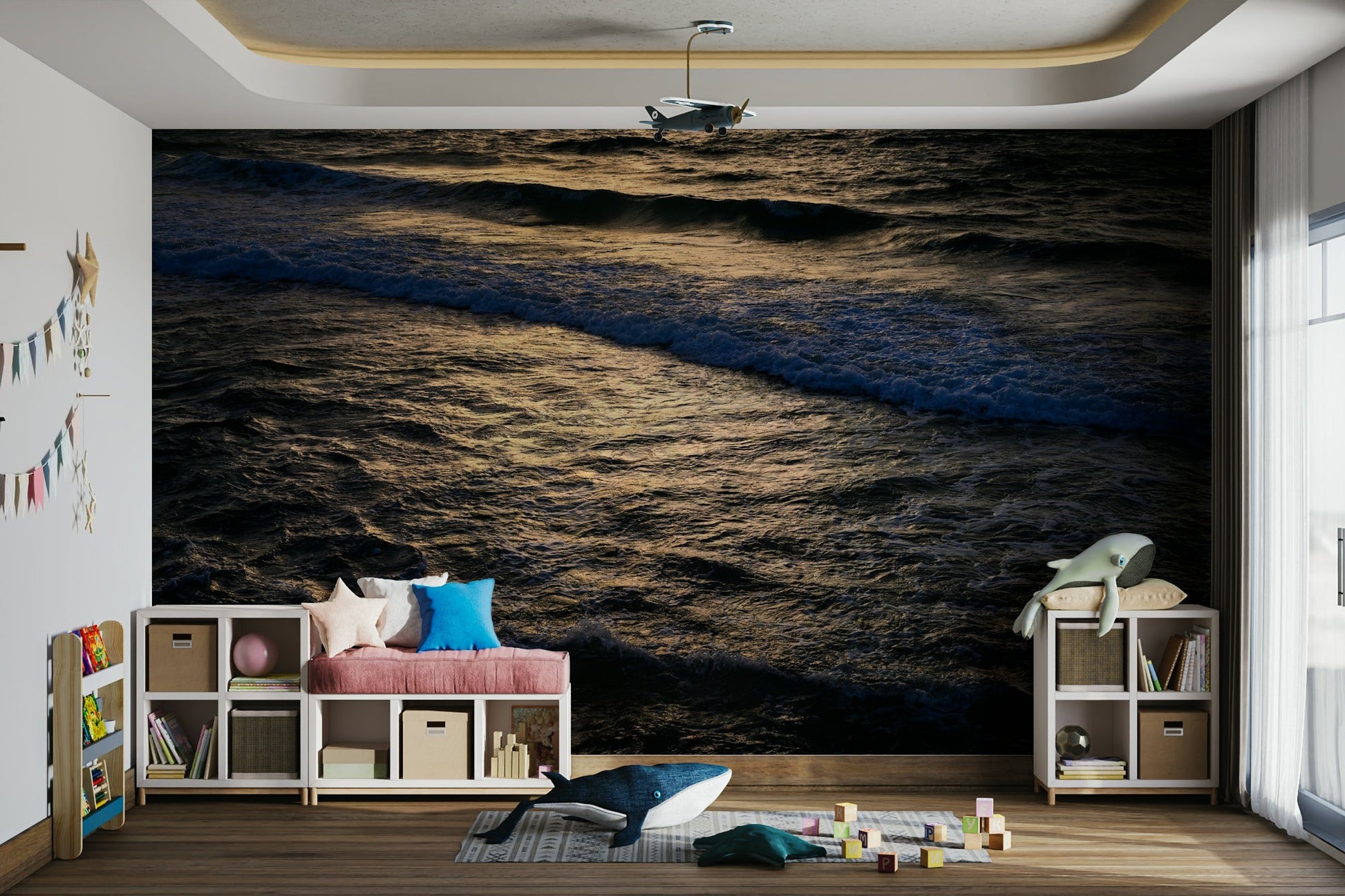 A classic ocean wallpaper for walls with a coastal theme.

