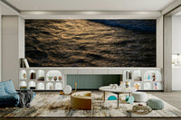 An artistic coastal landscape mural for home decor.

