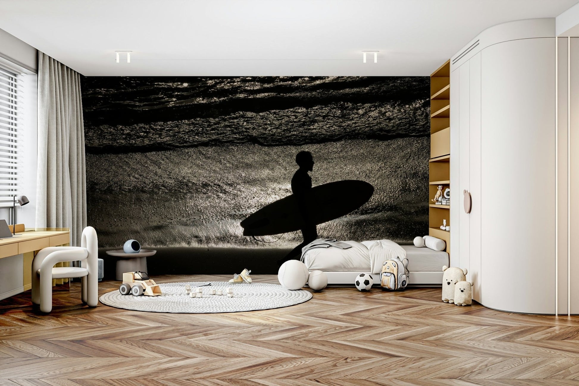 A contemplative rocky shoreline wallpaper mural for a feature wall.

