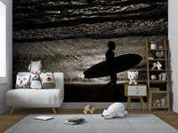 A calming ocean wave wallpaper mural that defines a space.

