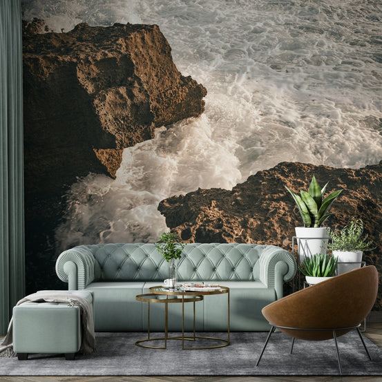 A beautiful rocky coastline with crashing waves., GD4566