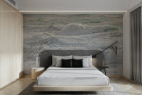 A high-angle view of the wall mural in a large space.