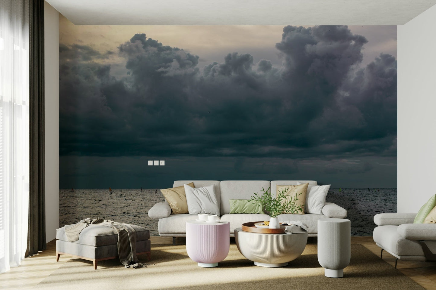 Coastal gloom weighs on the sea and sky, a Seaside #8 wall mural GD4784
