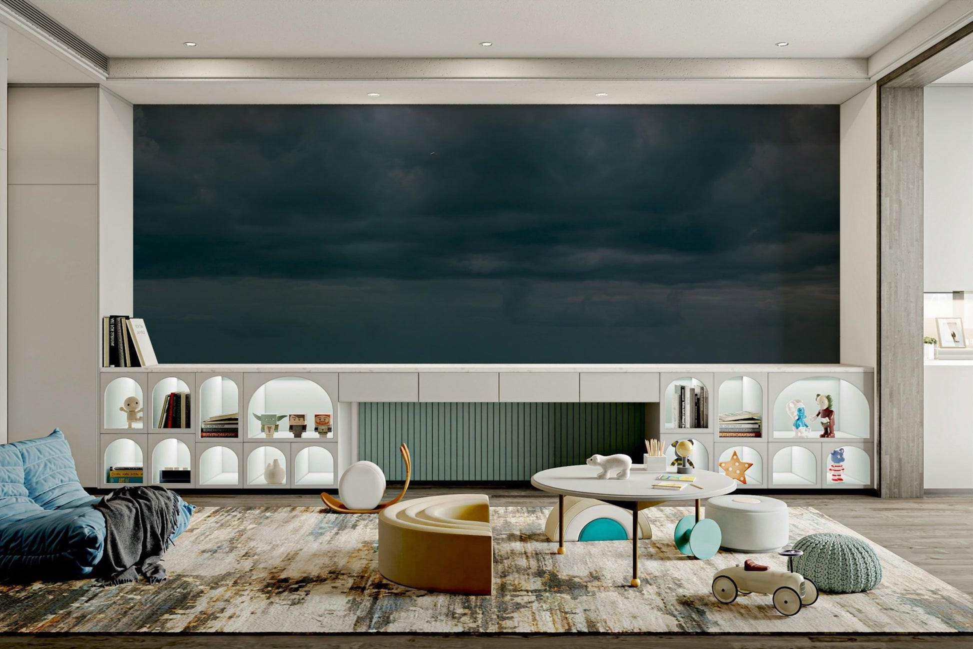 Pewter tones fill the storm sky over a low horizon, a Seaside #8 wall mural GD4784
