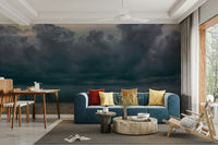 Choppy dark water spreads below heavy cloud, a seascape wall mural GD4784
