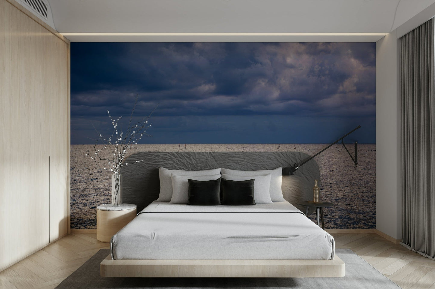 A peaceful seaside view mural on decorative wallpaper., GD4782