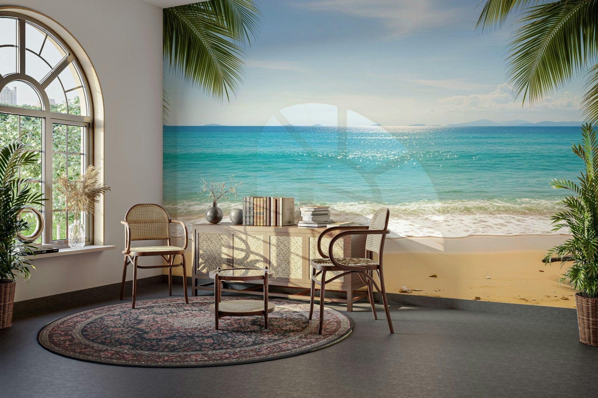 The design features a gentle view of the ocean and shoreline. 
GD4188

