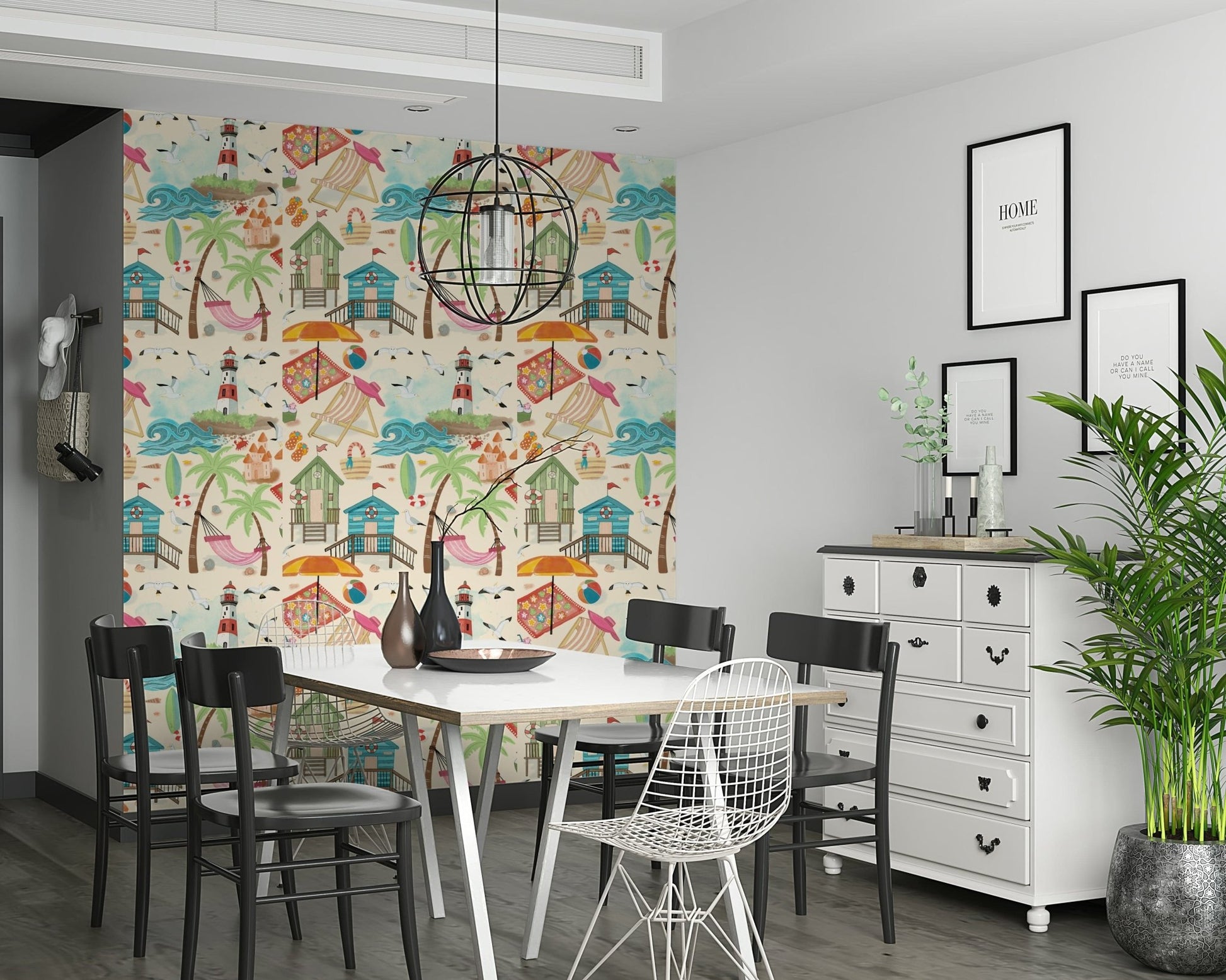 A calming underwater design wallpaper mural that defines a space.