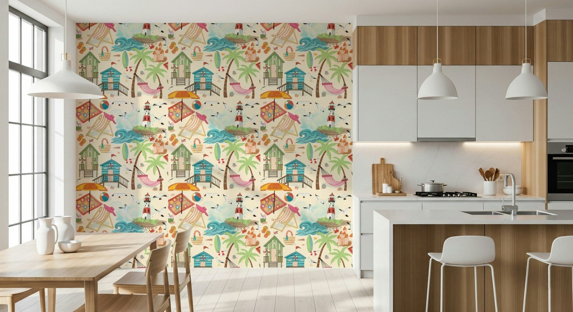 A contemplative gentle wave wallpaper mural for a feature wall.