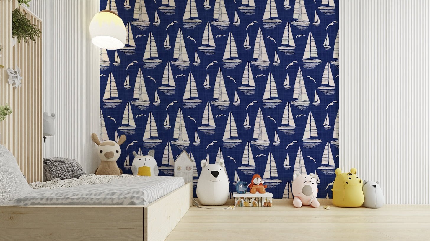 Coastal sailing scene wallpaper for walls

