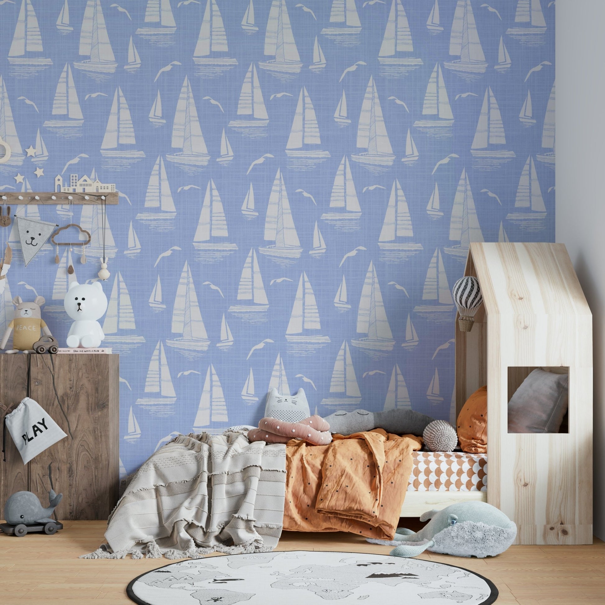 Durable wallpaper for walls with maritime design

