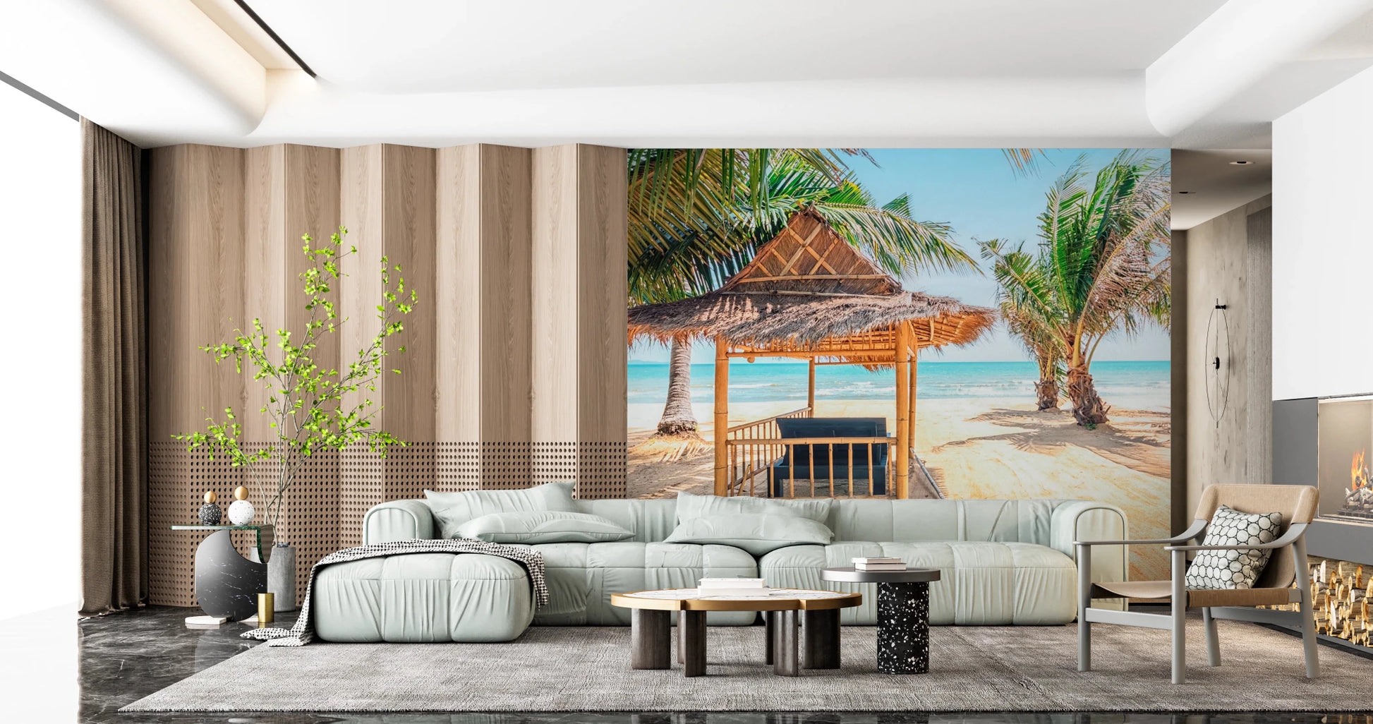Relaxing beachside hut wallpaper for a calm atmosphere.