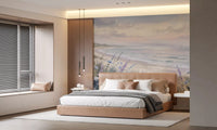 Bedroom wall with Seaside Serenity & Dune Blooms wall mural coast