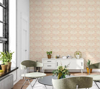 Perfectly repeating geometric pattern on the Seashell Serenity Waves Wallpaper.