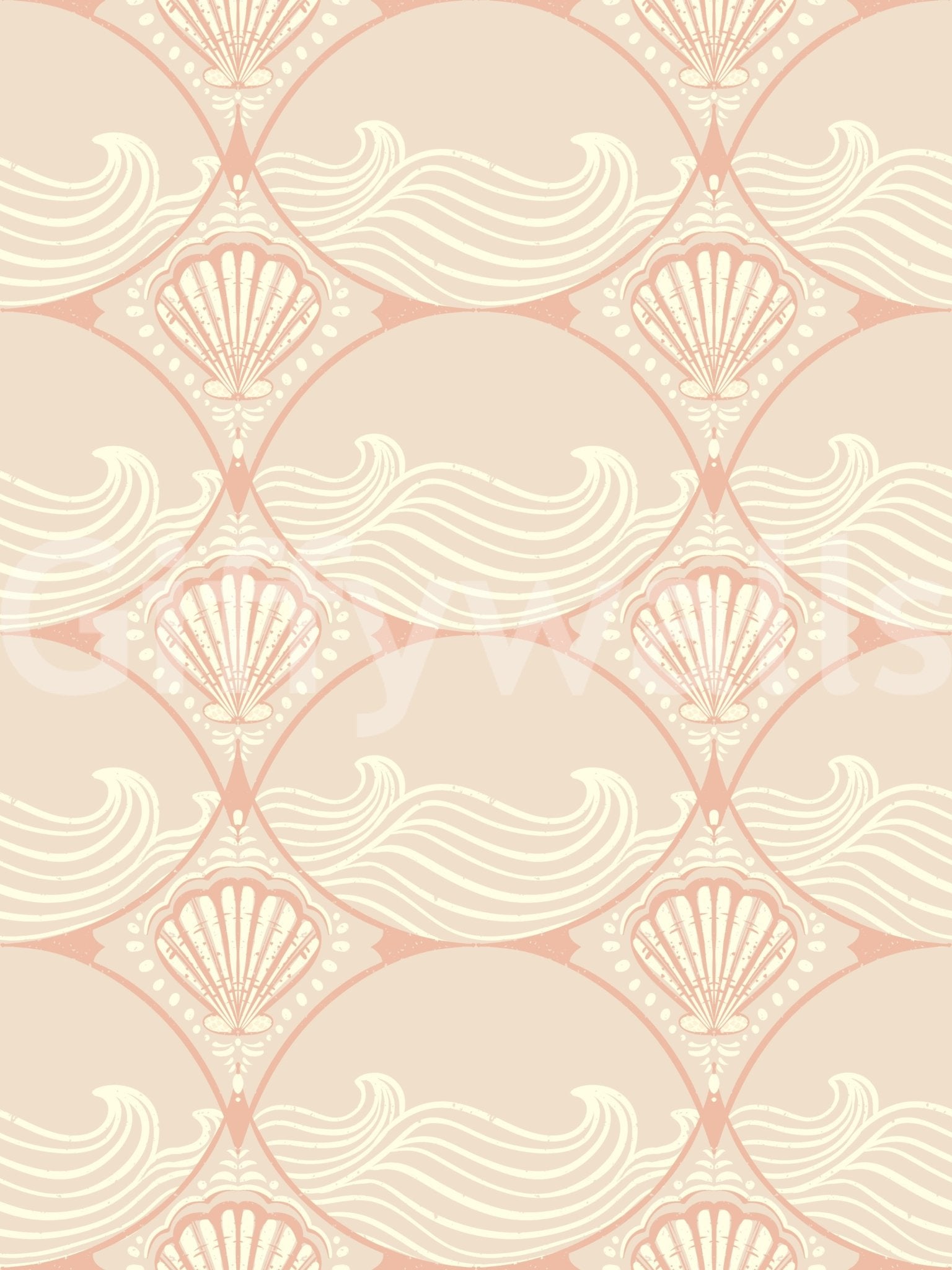 Symmetrical seashell icons featured across the Seashell Serenity Waves Wallpaper.