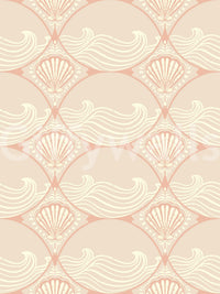 Symmetrical seashell icons featured across the Seashell Serenity Waves Wallpaper.