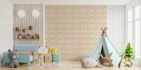 Kids playroom  uses the large-scale Seaside Wallpaper as a main focal point.