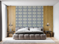 The continuous repeating pattern of the Seaside Serenity Scallop Wallpaper material.