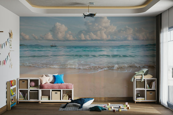 A peaceful wall mural with a serene coastal scene. GD4206

