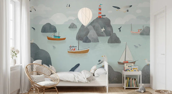 Seaside Stories Wall Mural with gentle water and sky detailsGD9196