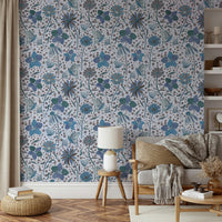 elegant blue pattern with butterflies

