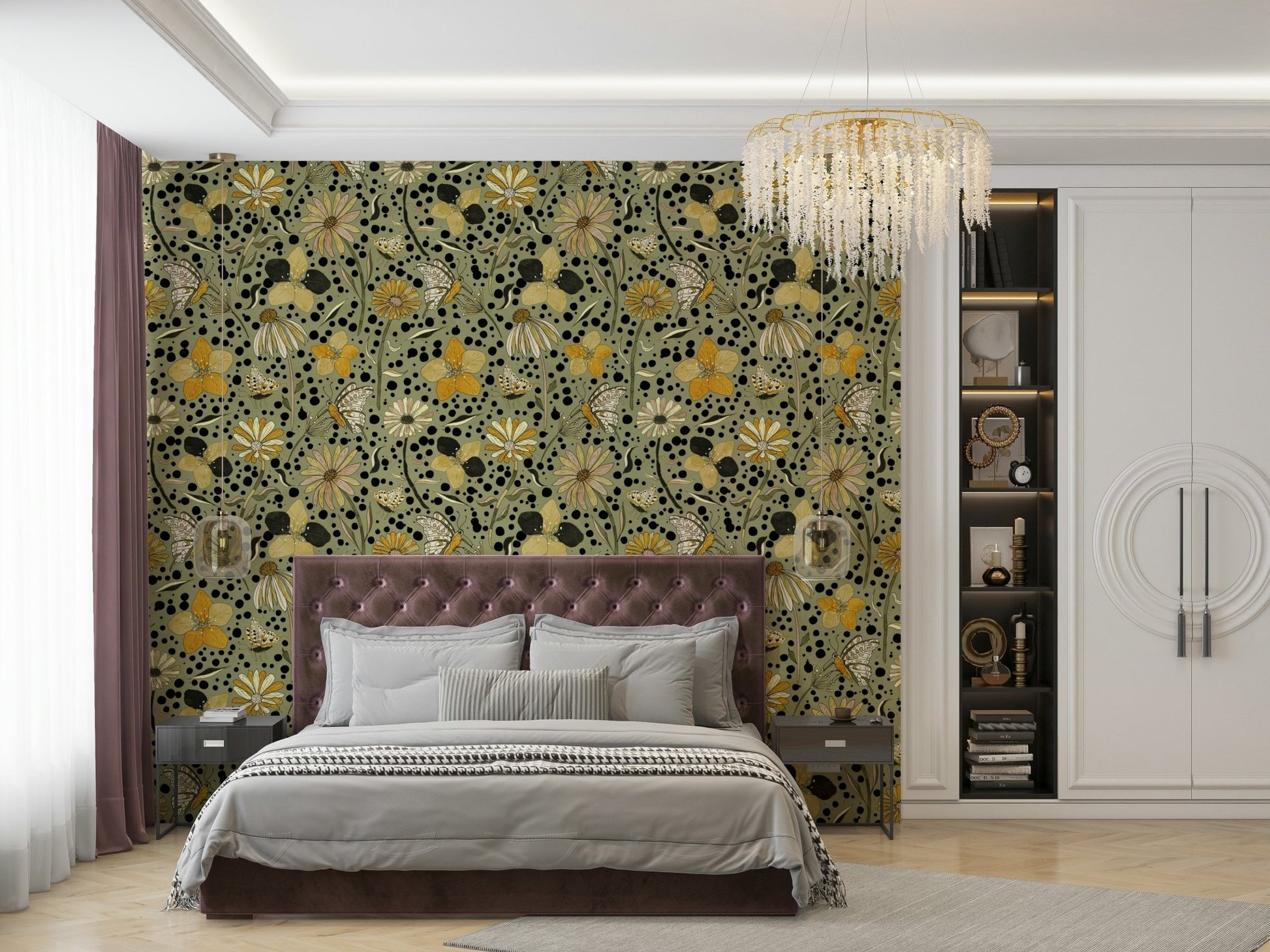 Romantic wallpaper featuring a secluded butterfly garden.

