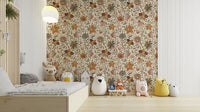 Earthy wallpaper featuring butterflies among fading leaves.

